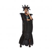 Longue robe noire de femme corbeau (M)