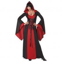 Longue robe noire et rouge à capuche (M)