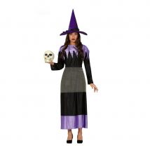 Longue robe noire et violette de femme sorcière (L)