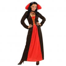 Longue robe noire rouge avec grand col rouge (L)