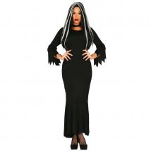 Longue robe noire unie de sorcière grande taille (L)