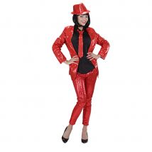 Legging rouge recouvert de sequins (S)