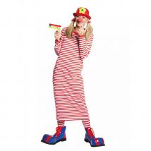 Longue robe rayée rouge et blanche pour femme (M)