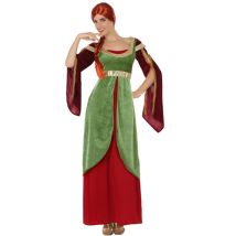 Longue robe rouge et verte médiévale (M/L)