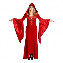Longue robe rouge médiévale pour femme (S)