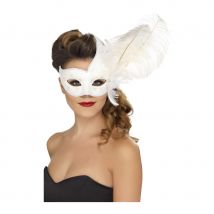 Masque de colombine orné de blanc (Blanc)