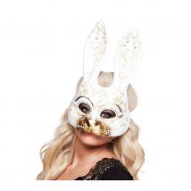 Masque de lapin blanc burlesque, facial (Taille unique)
