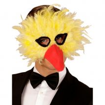Masque d'oiseau jaune avec plumes