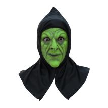 Masque de sorcière verte avec capuche
