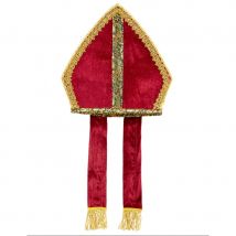 Mitre de Saint Nicolas aspect velours rouge adulte