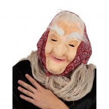 Masque de vieille femme avec foulard rouge