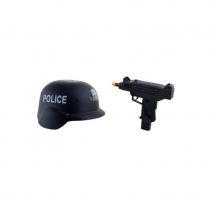 Mitraillette et casque militaire en plastique