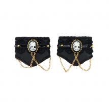 Manchettes gothiques noires avec chaine dorée