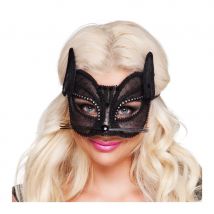 Masque loup de chat noir en dentelle (Taille unique)