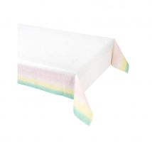 Nappe blanche avec bords colorés pastels