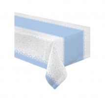 Nappe blanche et bleu décorée d'étoiles
