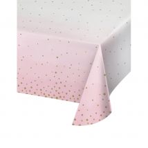 Nappe en Papier Rose à Pois Dorés 137x259 cm