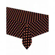 Nappe noire à pois orange de 134x274cm
