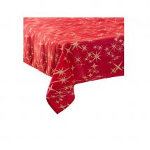 Nappe rouge décorée d'étoiles dorées, 1,4 x 2,4m
