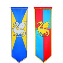 Oriflamme de chevaliers et dragons (Assorti)