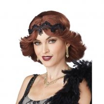 Perruque 20 rousse coupe année 20 avec bandeau