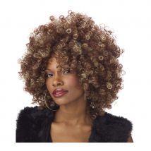 Perruque afro brune à mèches blondes