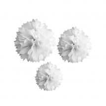 Pompons blancs en papier, par 3