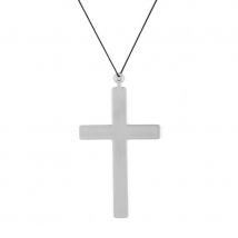 Pendentif croix argentée de 23cm