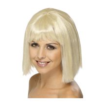 Perruque carré blond mi-long avec frange
