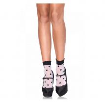 Petites chaussettes blanches à pois noirs, adulte (Taille unique)