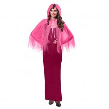 Petite cape en voile rose avec capuche pour femme (Taille unique)