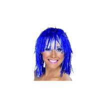 Perruque disco gauffrée bleue