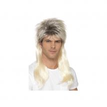 Perruque de mullet blonde, racines noires