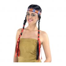 Perruque femme indienne avec double tresses