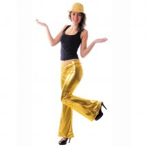 Pantalon holographique doré pour femme (Taille unique)