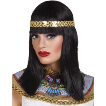 Perruque lisse egyptienne avec bandeau doré