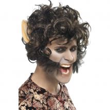 Perruque loup garou. Oreilles et rouflaquettes (Taille standard)