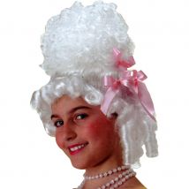 Perruque marquise blanche noeud rose