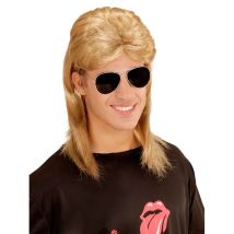 Perruque mulet blond noir avec lunettes