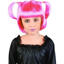 Perruque manga rose avec couettes pour enfant