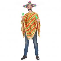 Poncho mexicain rayures piments pour adulte (Taille unique)