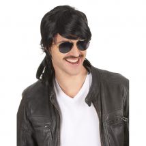 Perruque noire coupe mulet pour homme