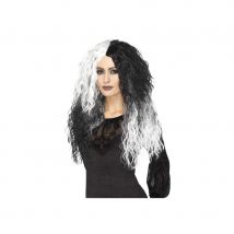 Perruque ondulée blanche et noire (Taille unique)