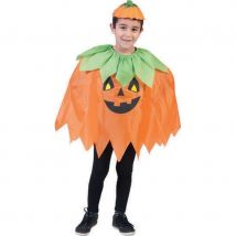 Poncho orange imprimé citrouille taille enfant (6/8 ans)