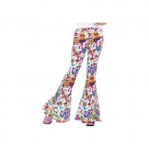 Pantalon patte d'eph blanc motifs années 80 (L)