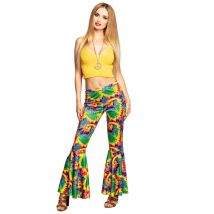 Pantalon pattes d'eph motif hippie coloré, femme (Taille unique)