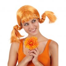 Perruque rousse avec tresses nouées