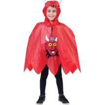 Poncho rouge imprimé diable amusant pour enfant (6/8 ans)