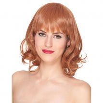 Perruque rousse mi-longue avec frange, luxe