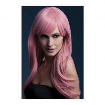 Perruque rose pastel avec frange sur le coté (rose)